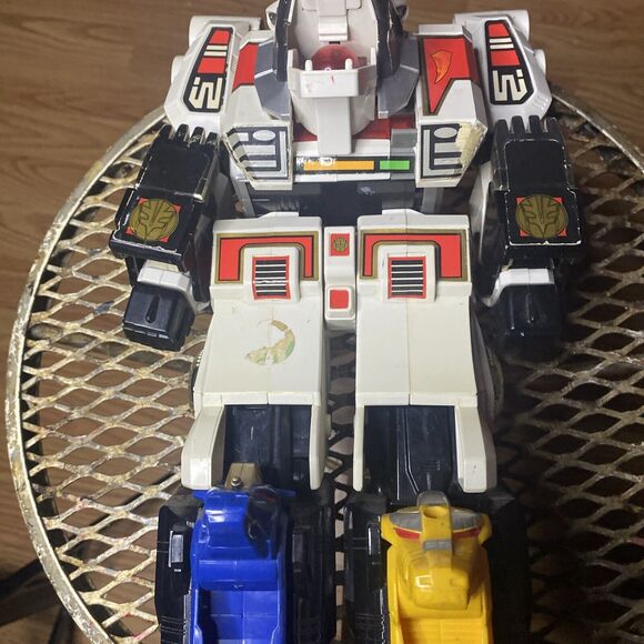1994 Bandai White Tiger Zord Power Rangers w/ Blue & Yellow Dinozords As Is - Picture 3 of 7